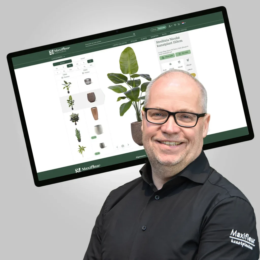 The pot-plant configurator: customers create their perfect artificial plant combination at Maxifleur